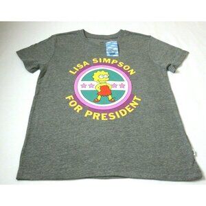 Vans X The Simpsons Lisa For President Women's Short Sleeve Tee shirt Grey NWT
